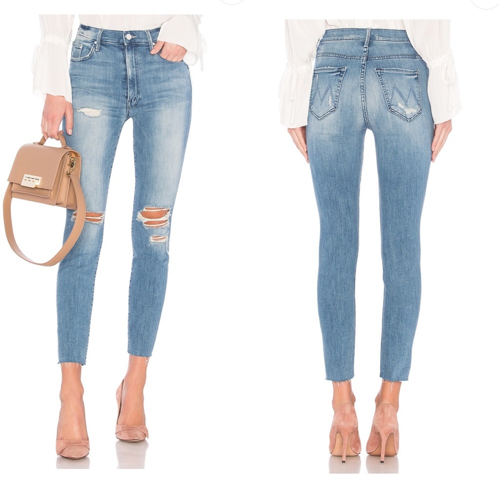 MOTHER The Swooner Raw Hem Ankle Jeans